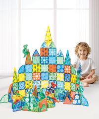 MEGAGONTILES brachiosaurus figure supports large world construction and exploration.