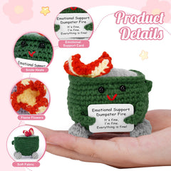 Megele desk therapy crochet buddy enhances Zoom calls with lighthearted charm.