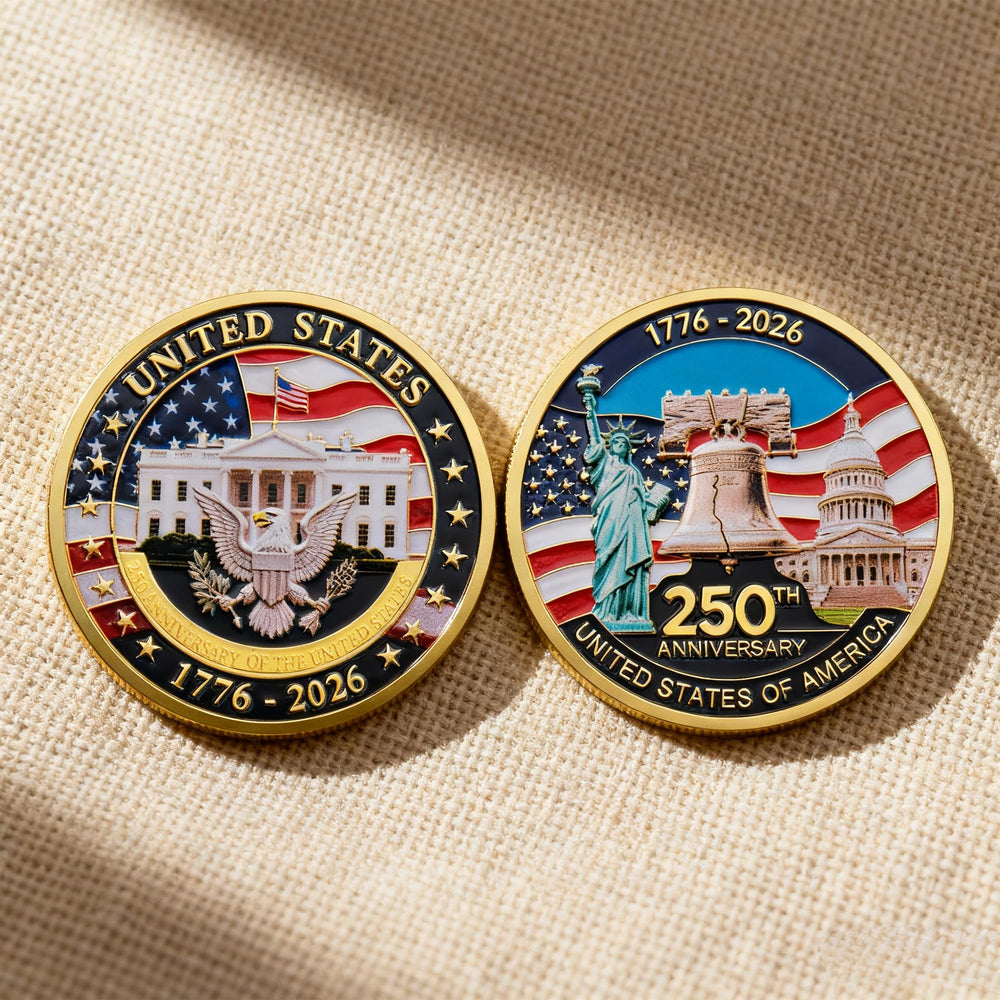 MEGLORT coin back view showing eagle and flag details for patriotic display.