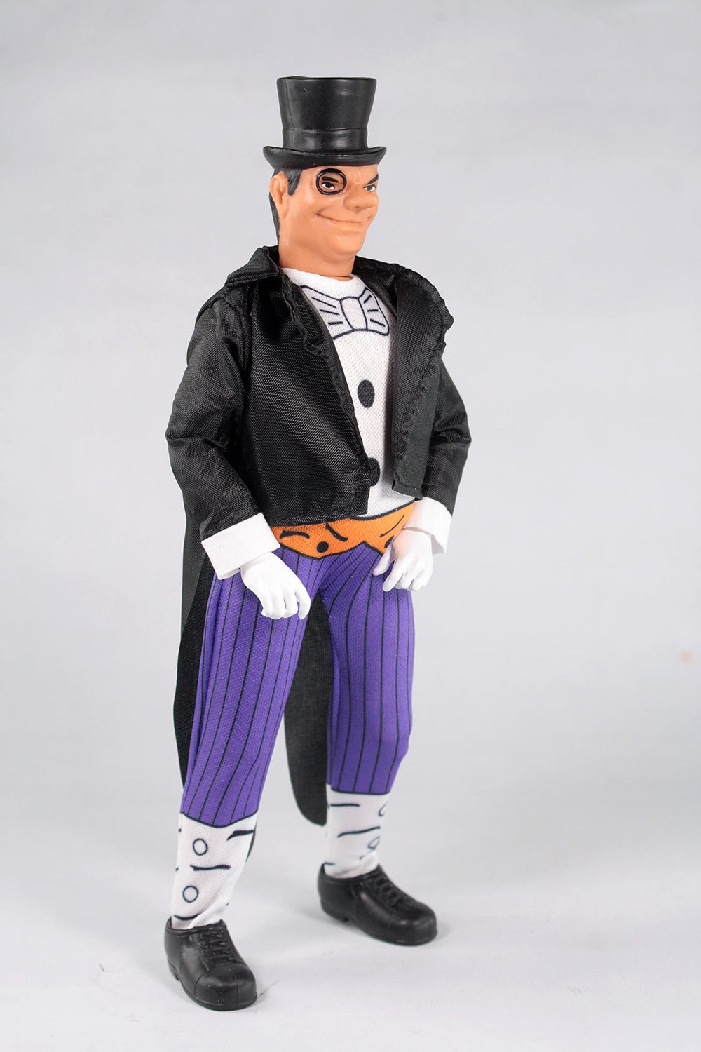Mego DC Penguin 50th Anniversary 8-Inch figure collector-friendly box aids safe storage.