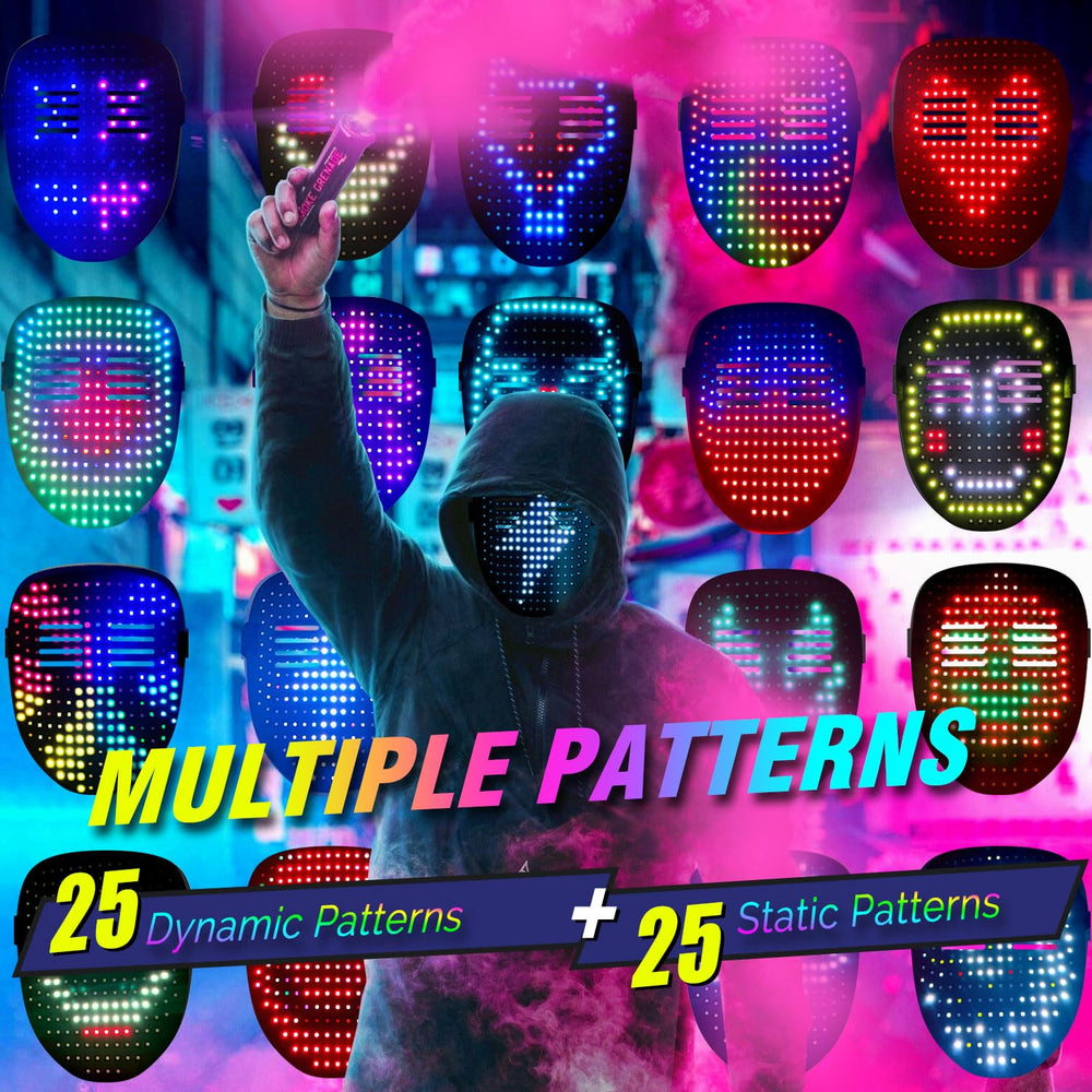 MEGOO Led Mask 50-pattern display enhances mood matching for parties and events