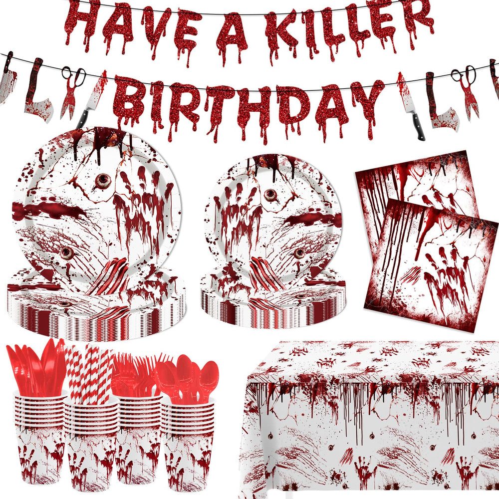 MEHOFOND killer birthday banner for bold Halloween decor and photo moments