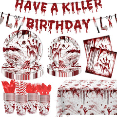 MEHOFOND killer birthday banner for bold Halloween decor and photo moments