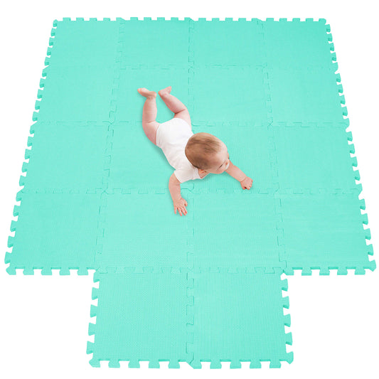 Meiqicool foam play mat tile close-up showing soft interlocking surface for safe play