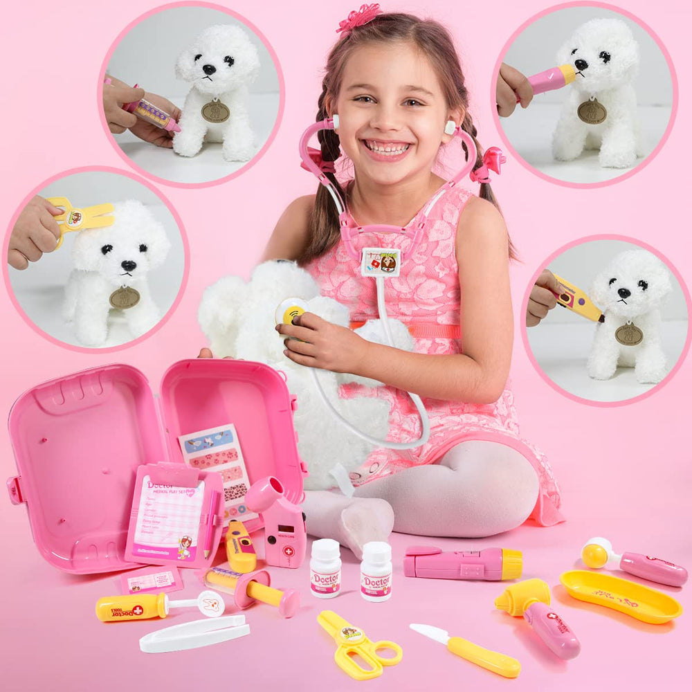 Meland cute dog doll pairs with the kit for comforting patient scenarios.