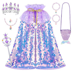 Meland Mermaid Cape with purple shimmer for magical dress-up play