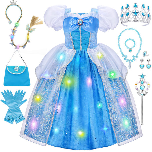 Meland princess dress light-up glow for magical play and events.