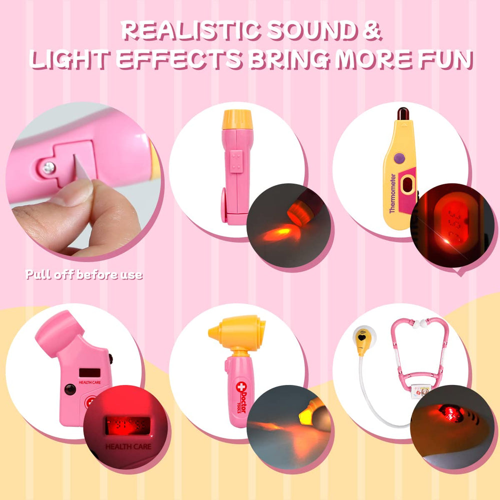 Meland stethoscope toy with lights enhances realistic pretend medical checkups.