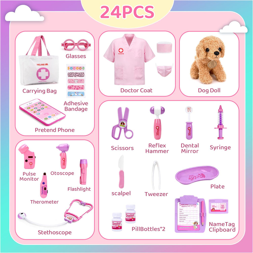 Meland Toy Doctor Kit stethoscope item invites pretend rounds and curiosity about health.