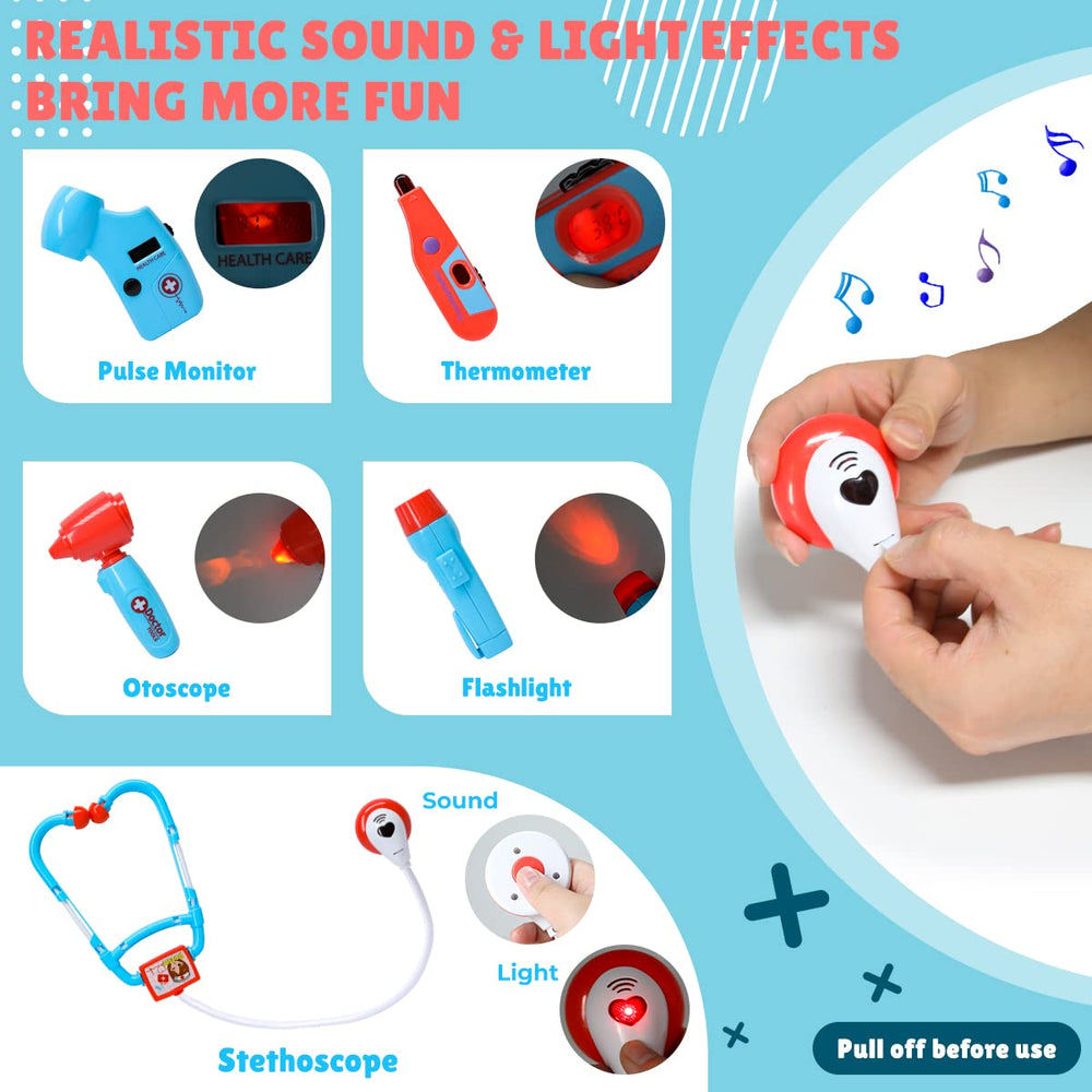 Meland Toy Doctor Kit thermometer helps kids learn temperature checks during pretend visits.