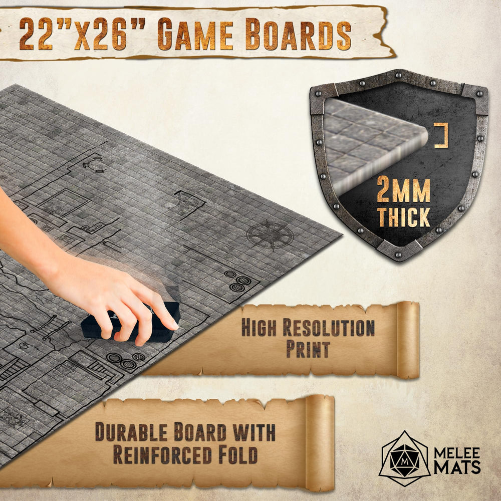 Melee Mats DND map starter cobblestone design offering clear combat grid.