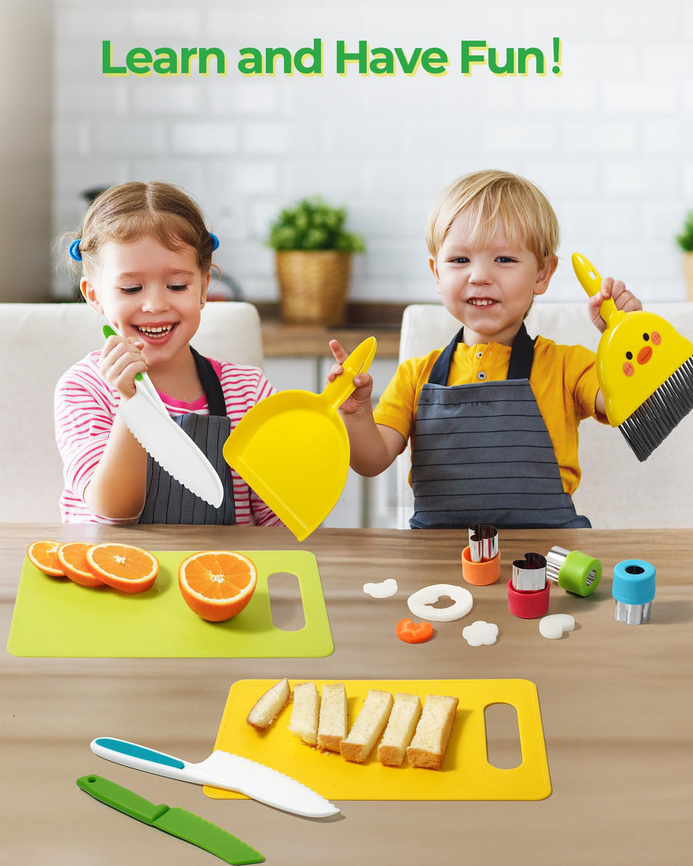Melican kids kitchen set broom and trash shovel keeps playtime tidy and organized.