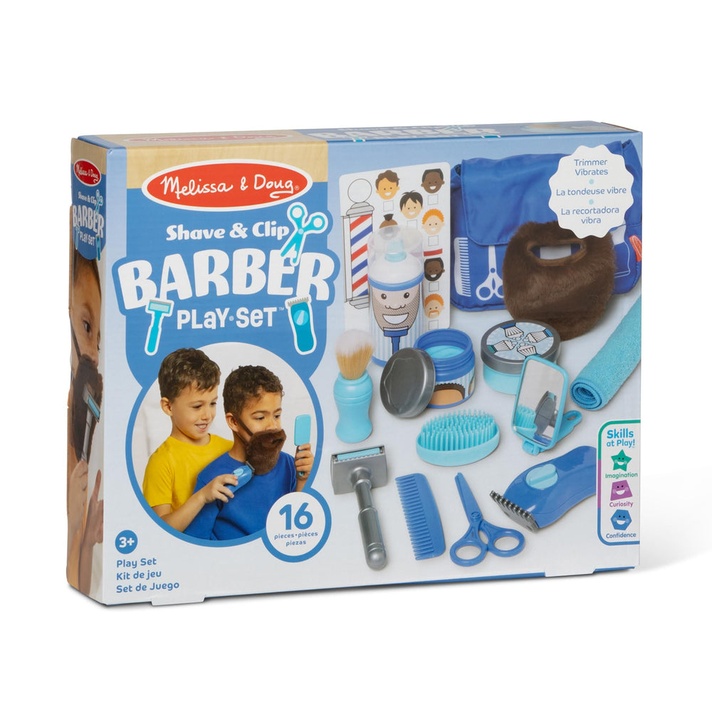Rolling razor allows a smooth finish pretend shave during role play.