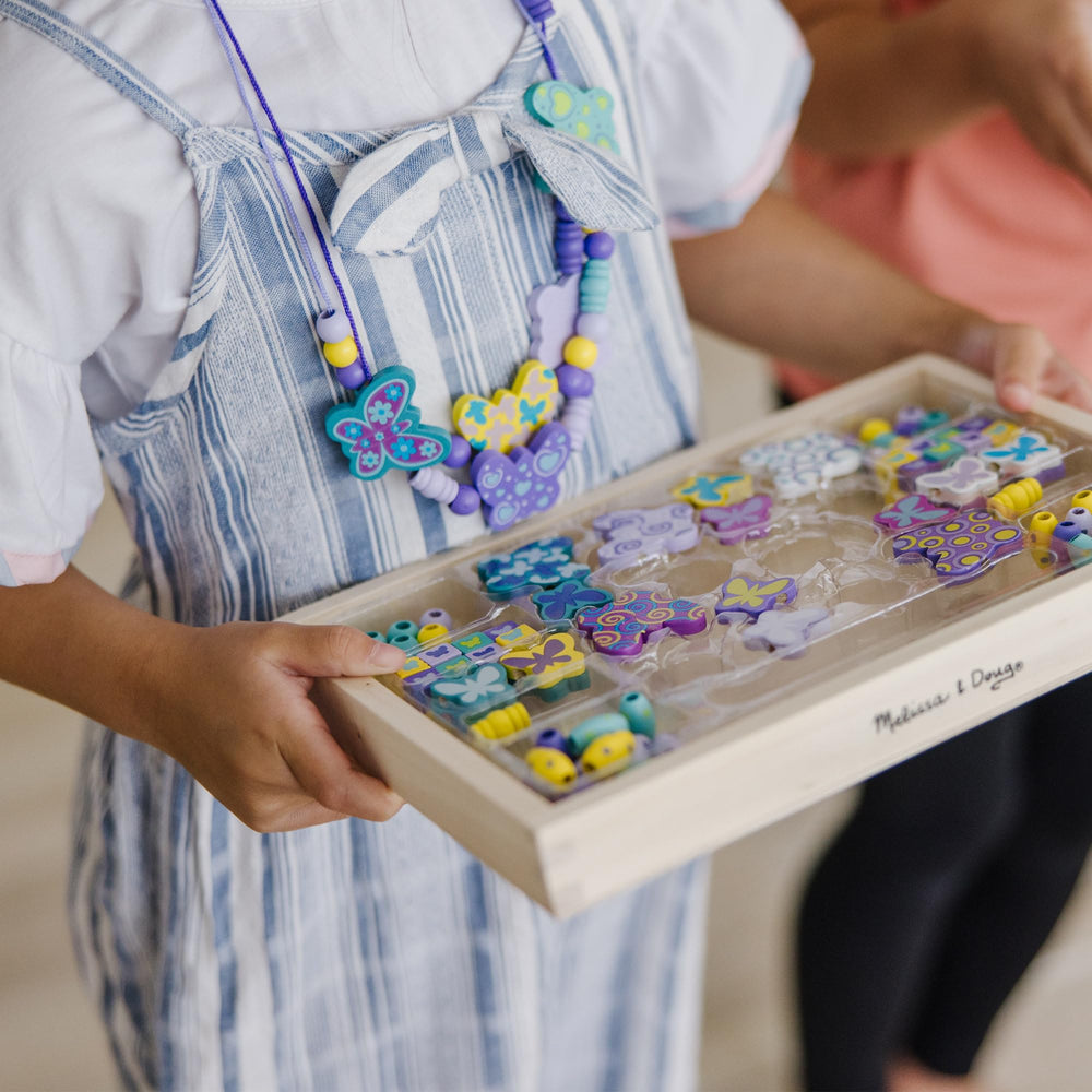 Bead sorting activity using Melissa & Doug butterfly beads