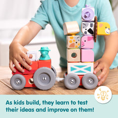 Melissa & Doug Blockables pig with connectors supports mix-and-match play