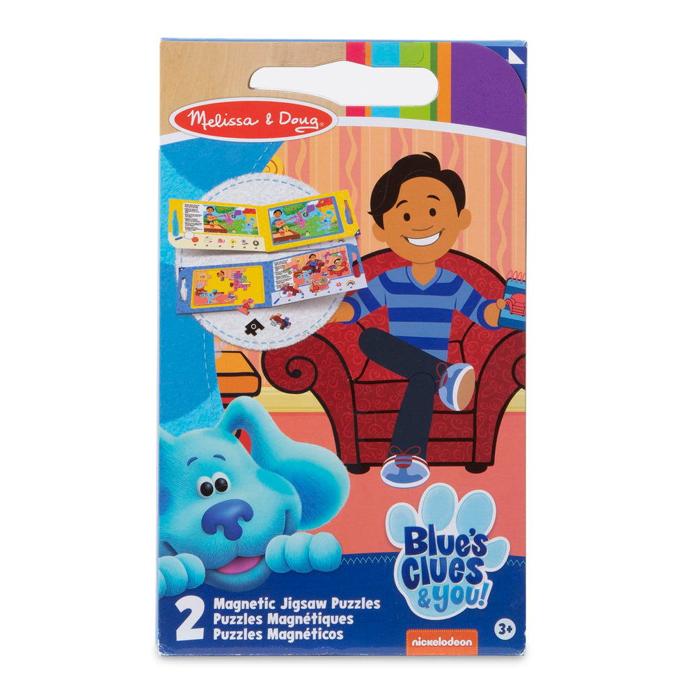 Melissa & Doug Blue's Clues & You take-along magnetic puzzles for mess-free travel play.