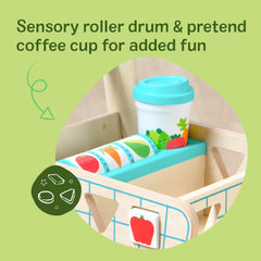 Melissa & Doug cup holder and accessories for pretend shopping play.