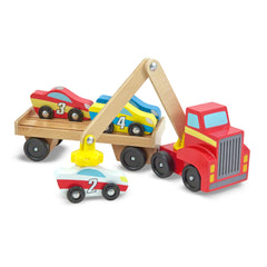 Melissa & Doug detachable trailer with stabilizing tracks keeps cars in place