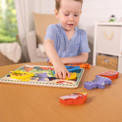 Durable wooden Melissa & Doug dinosaur puzzle made from sturdy material