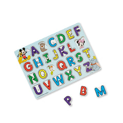 Melissa & Doug Disney peg puzzles peg closeup: sturdy plastic pegs aid precise piece manipulation.