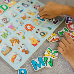 Melissa & Doug Disney peg puzzles shapes colors board: learn shapes and color names during play.