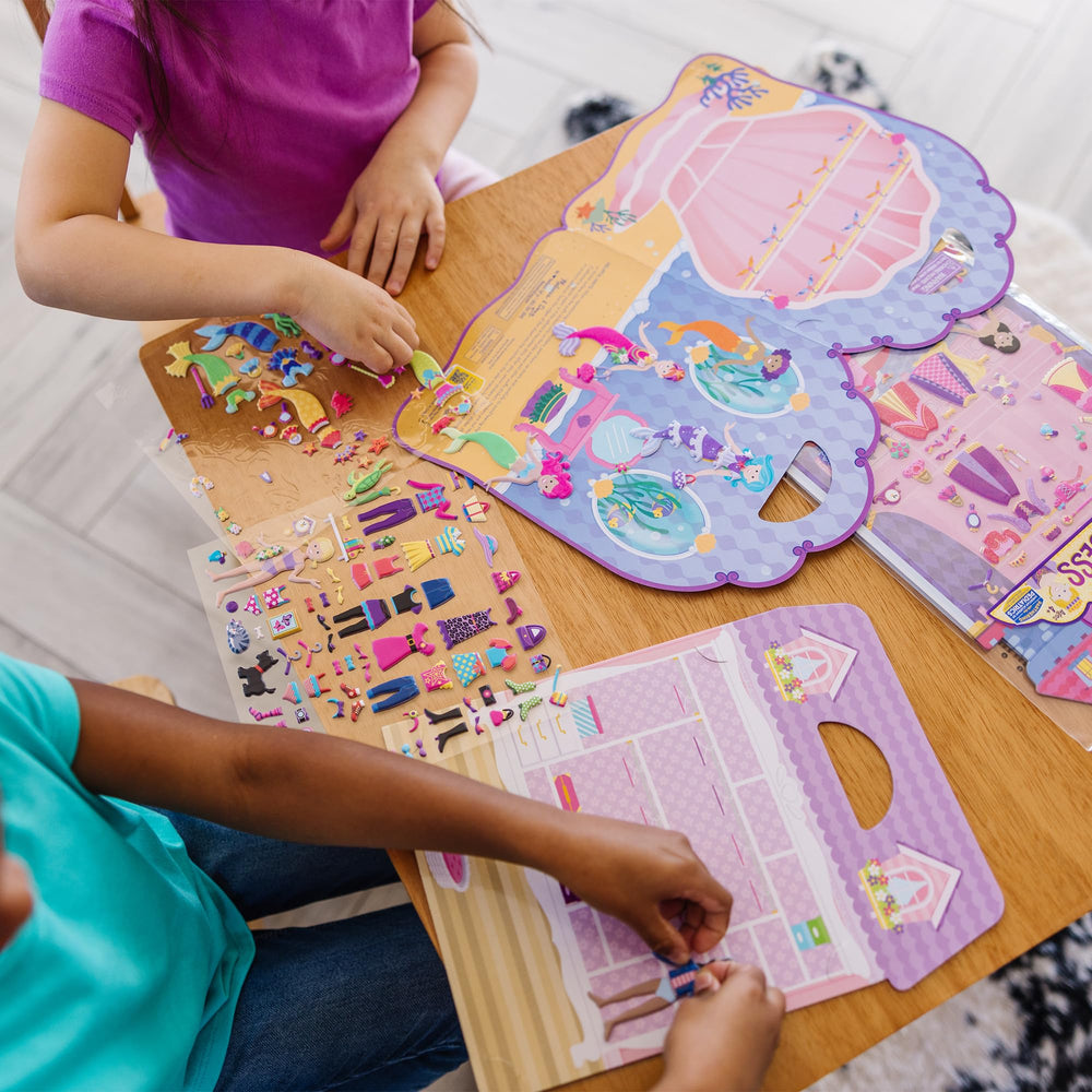 Melissa & Doug fold-out background storage keeps all pieces neatly contained.