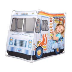 Melissa & Doug food truck back door entry provides easy access for cooperative play.