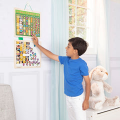 Melissa & Doug sturdy hanging cord keeps the chart at kid-friendly height.