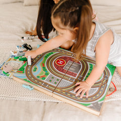 Melissa & Doug helicopter hovers above town for aerial storytelling.