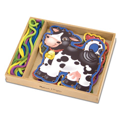 Melissa & Doug Lace & Trace Farm cow panel promotes hand-eye coordination through threading