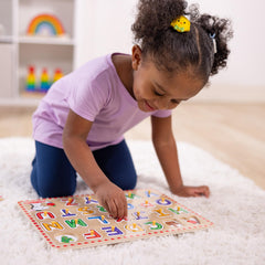 Colorful pictures underneath letters support letter-sound associations.