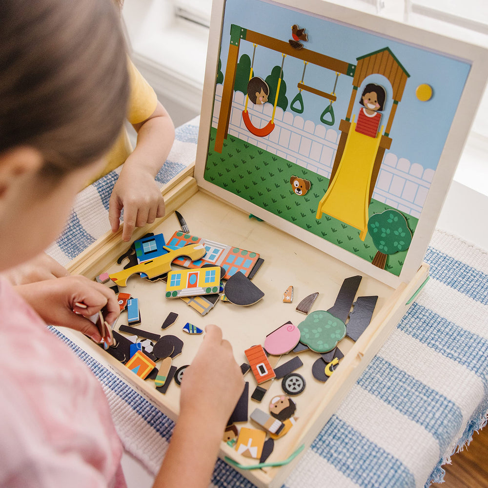 Melissa & Doug magnets and scene cards for engaging, hands-on matching.
