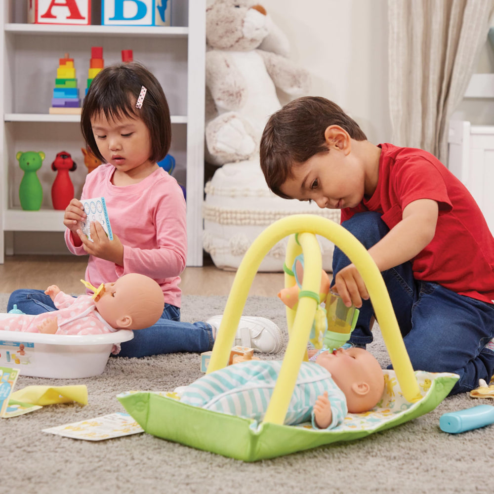Melissa & Doug Luke & Lucy feature soft, wipe-clean bodies for easy care.
