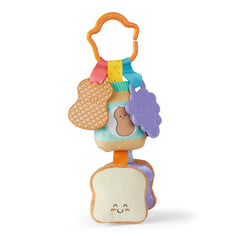 Melissa & Doug PB&J clip-on toy on stroller promotes tactile exploration during strolls.