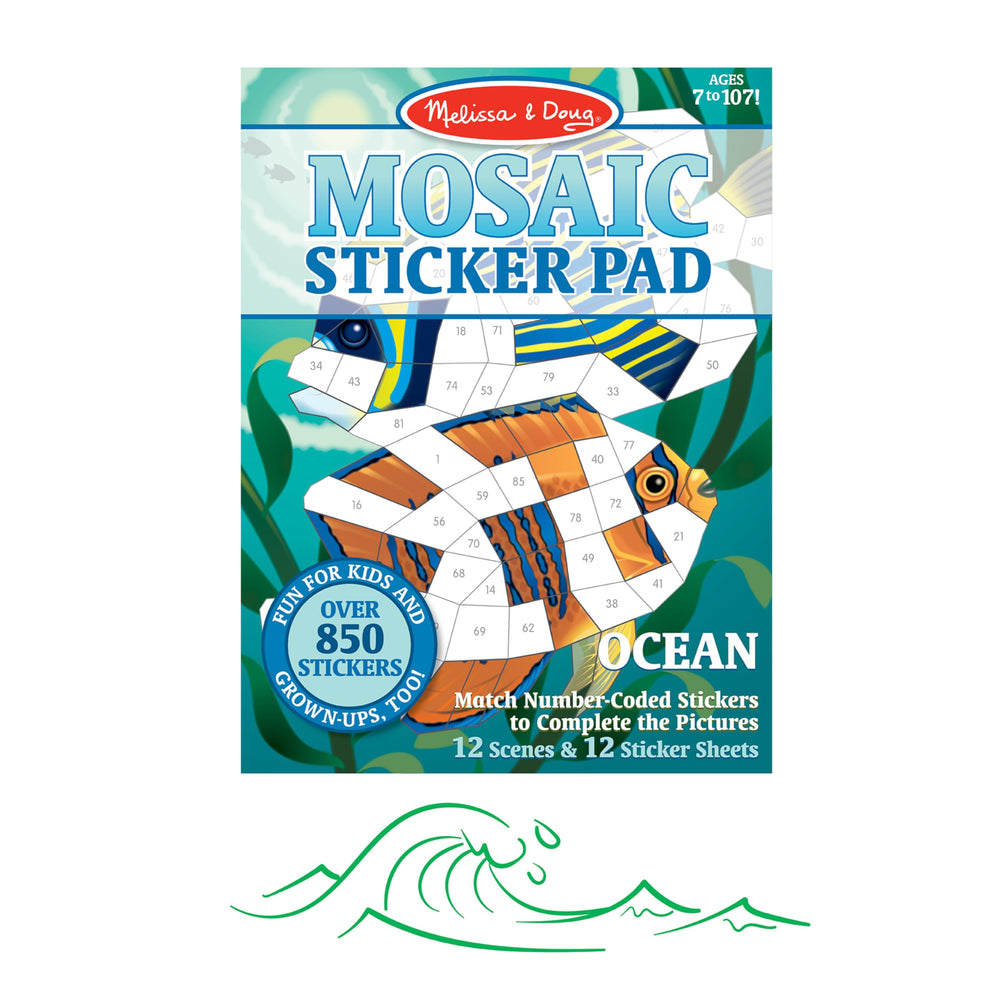 Melissa and Doug Ocean Animals mosaic scene 1 offers vibrant sea life for screen-free creativity.