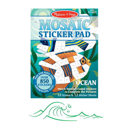 Melissa and Doug Ocean Animals mosaic scene 1 offers vibrant sea life for screen-free creativity.