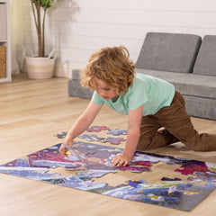 Melissa & Doug glow scene shines after exposure to bright light.