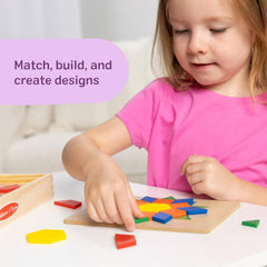 Melissa and Doug pattern blocks tiles various shapes for spatial understanding.