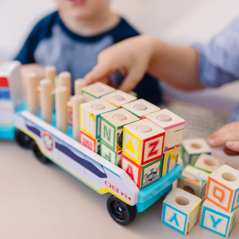 Melissa and Doug PAW Patrol characters on blocks spark storytelling adventures.
