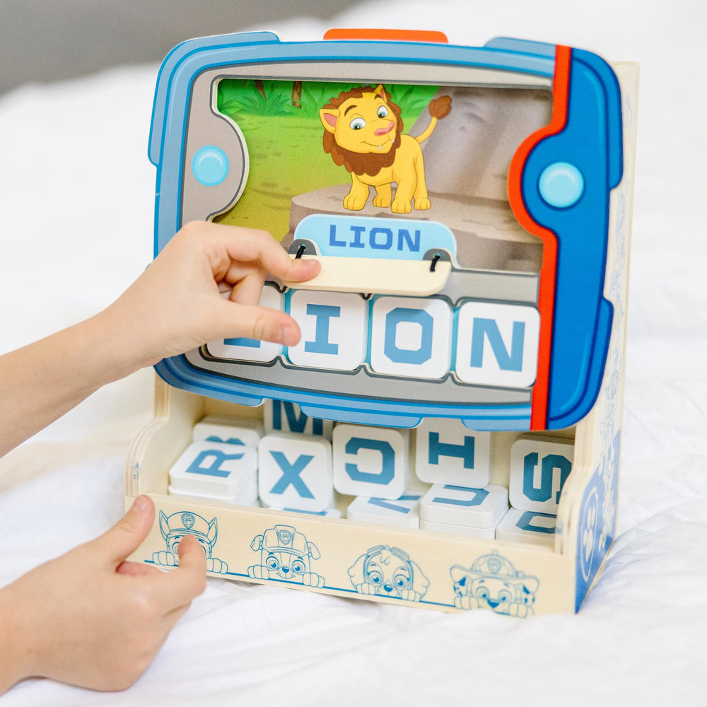 Storage base keeps letters and cards neatly stored after play.
