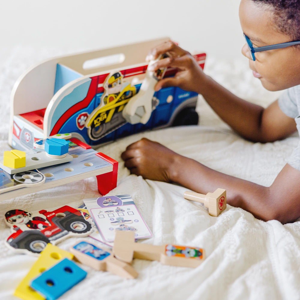 Melissa & Doug Paw Patrol removable workbench supports independent building activity