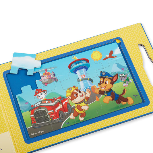 Melissa & Doug PAW Patrol take-along magnetic puzzles with two 15-piece sets for on-the-go play.