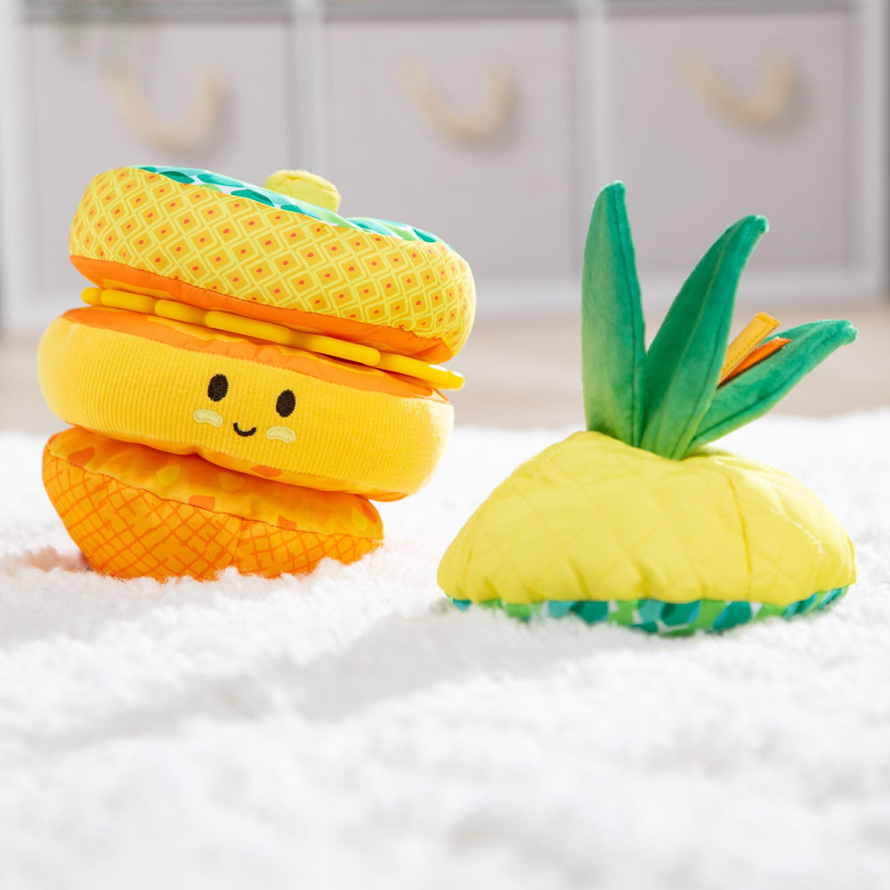 Melissa & Doug Pineapple Soft Stacker assembled pineapple front view.