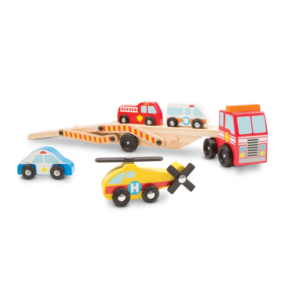 Melissa & Doug blue police car enhances pretend patrols and scene building.