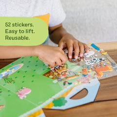 Melissa & Doug sticker book with built-in handle makes it portable.