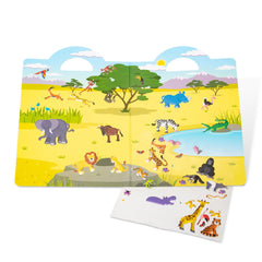 Travel-friendly carry handle for on-the-go sticker activities.