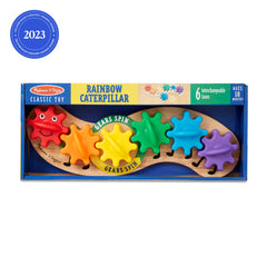 Child playing with Melissa & Doug Rainbow Caterpillar Gear Toy