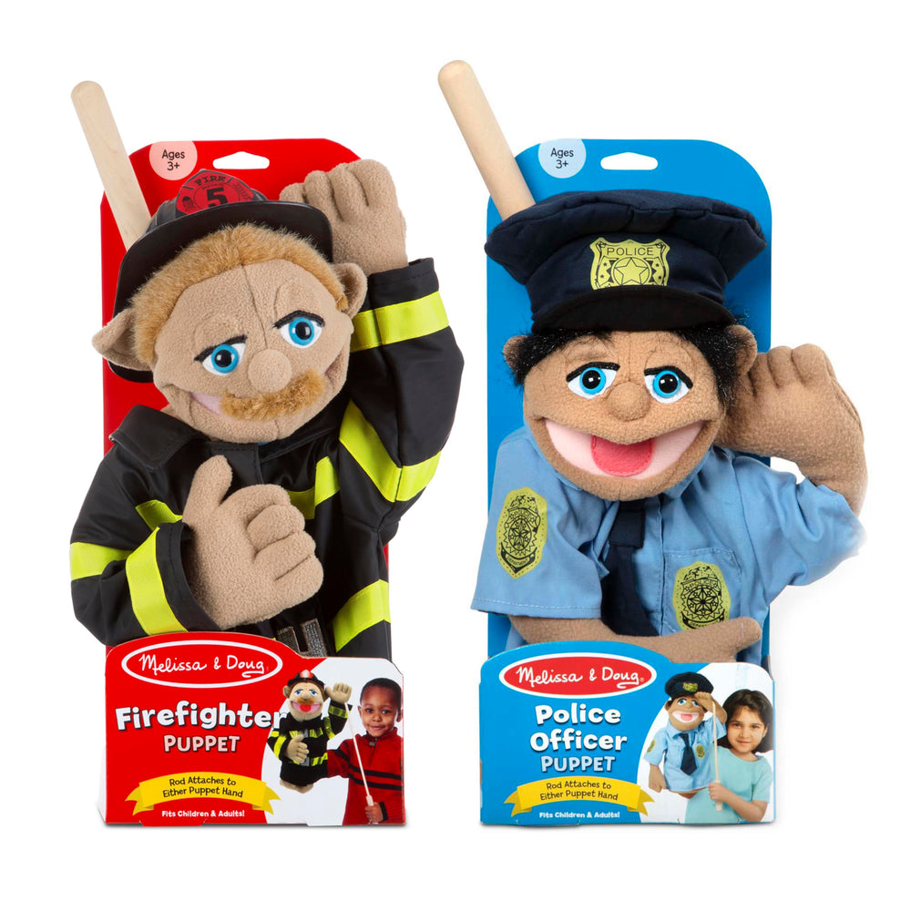 Melissa & Doug Rescue Puppet Set lefty-righty friendly design supports all kids.