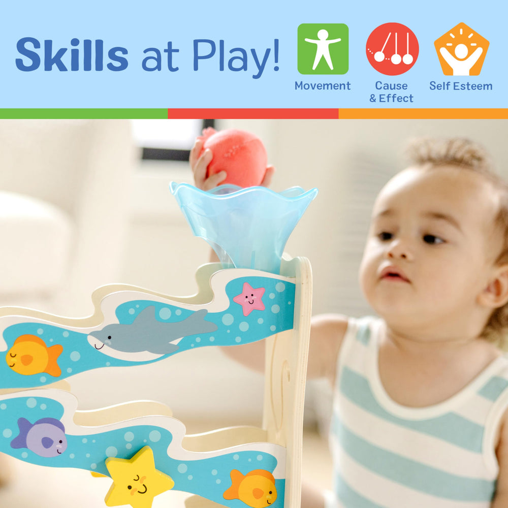 Melissa & Doug Rollables Ocean Slide shark rollable promotes cause-and-effect play.