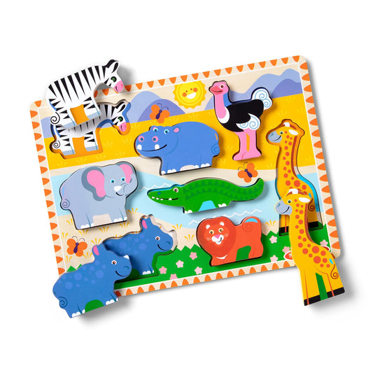 Melissa & Doug Safari Puzzle 8 pieces for toddlers boosts early matching and fine motor skills.